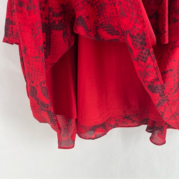 Ann Taylor Red Chiffon Snake Print Tiered Midi Skirt NWT‎ Size 12 - Picture 4 of 15